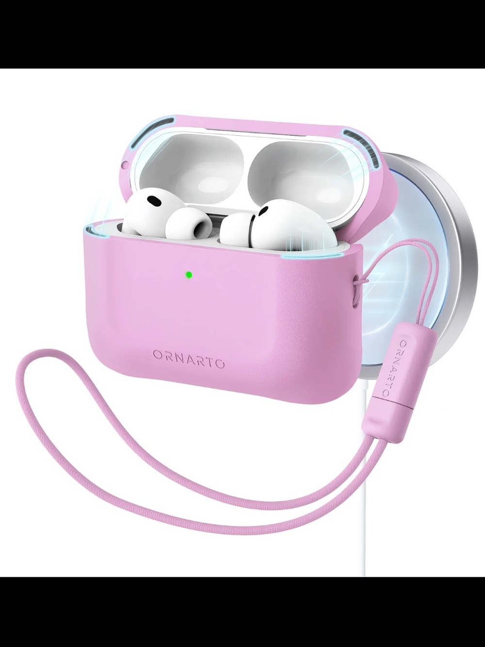 ORNARTO Pink Cover for Apple AirPods Pro 3rd Gen (2025) Shockproof Lanyard
